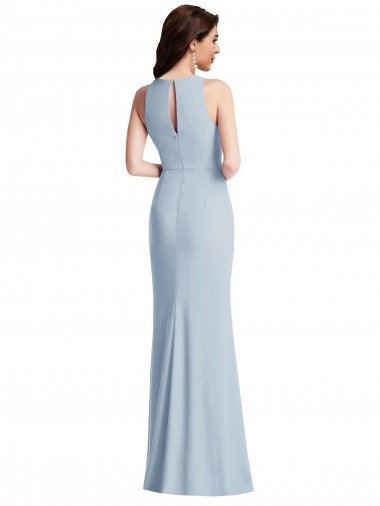 Halter Maxi Bridesmaid Dress / Prom Dress with Cascade Ruffle Slit Canada