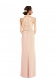 Halter Criss Cross Cutout Back Maxi Formal Crepe Bridesmaid Dress / Prom Dress