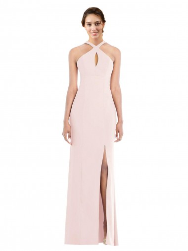 Shop Criss Cross Halter Princess Line Trumpet Formal Crepe Bridesmaid Dress / Prom Dress Canada