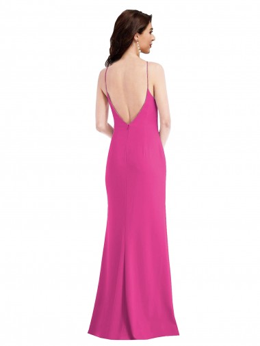 Open Back High Neck Halter Trumpet Formal Crepe Bridesmaid Dress / Prom Dress Canada