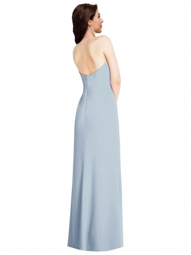 Strapless Scoop Back Maxi Formal Crepe Bridesmaid Dress / Prom Dress with Front Slit Canada