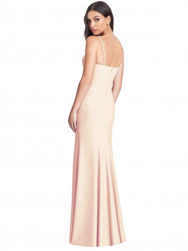 Seamed Bodice Crepe Trumpet Bridesmaid Dress / Prom Dress with Front Slit Canada