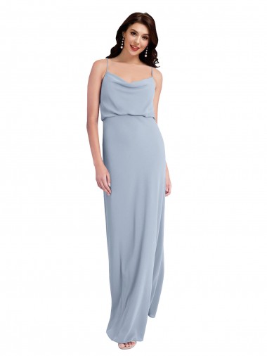 Shop Draped Cowl Neck Long Formal Crepe Bridesmaid Dress / Prom Dress with Spaghetti Straps Canada