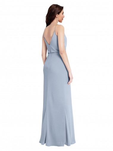 Draped Cowl Neck Long Formal Crepe Bridesmaid Dress / Prom Dress with Spaghetti Straps Canada