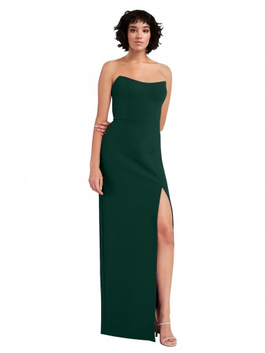 Shop Scooped Strapless Neckline Formal Crepe Bridesmaid Dress / Prom Dress with Side Slit Canada