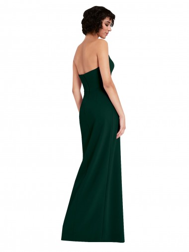 Scooped Strapless Neckline Formal Crepe Bridesmaid Dress / Prom Dress with Side Slit Canada