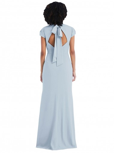 Cap Sleeve Cutout Tie Back Trumpet Bridesmaid Dress Canada