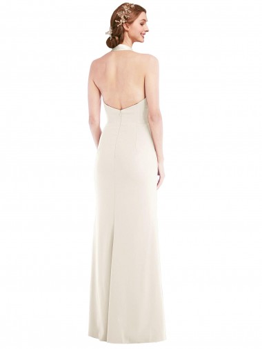 Halter Tuxedo Maxi Bridesmaid Dress / Prom Dress with Front Slit Canada