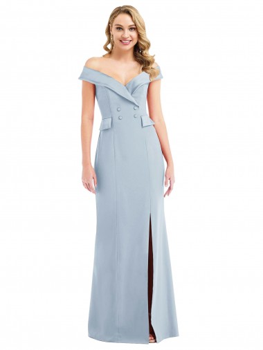 Shop Off the Shoulder Tuxedo Maxi Bridesmaid Dress / Prom Dress with Front Slit Canada