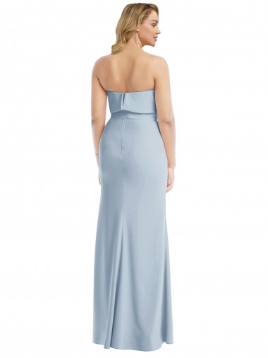 Strapless Overlay Bodice Crepe Maxi Bridesmaid Dress / Prom Dress with Front Slit Canada