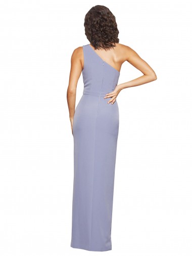 Floor Length One Shoulder Formal Crepe Bridesmaid Dress / Prom Dress with Pencil Skirt and Side Split Canada