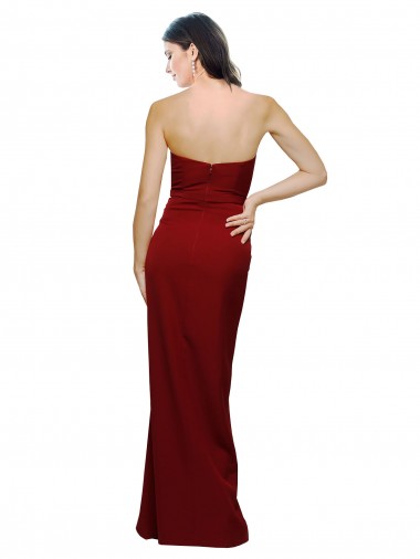 Straight Pencil Skirt Long Sweetheart Formal Crepe Bridesmaid Dress / Prom Dress with High Side Split Canada
