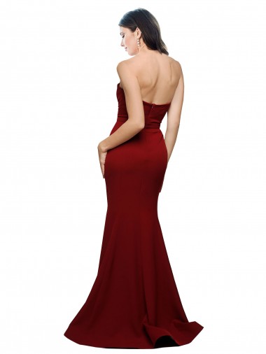 Long Full Length Sweetheart Slim Formal Crepe Bridesmaid Dress / Prom Dress with Strapless Bodice Canada