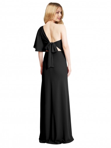 Pleated One Shoulder Flutter Sleeves Slim Formal Crepe Bridesmaid Dress / Prom Dress Canada