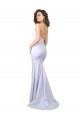 Simple Mermaid V-Neck Long Crepe Beach Wedding Dress with Right Slit Canada
