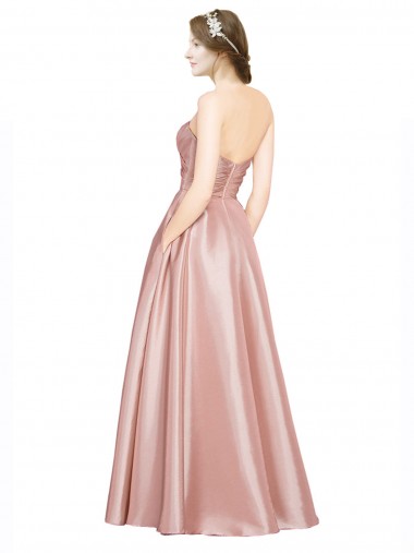 Long Plated Strapless Sweetheat Formal Stretch Satin Bridesmaid Dress / Prom Dress Canada