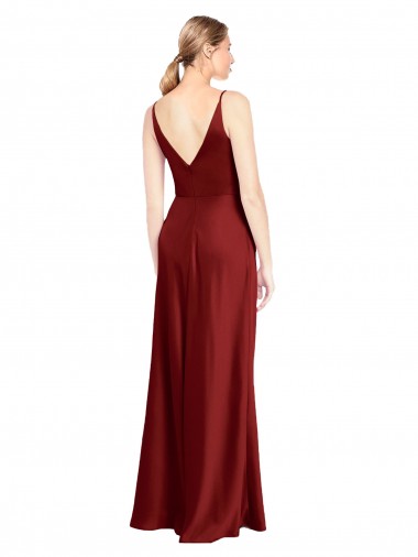 Full Length Long Formal Stretch Satin Slip Bridesmaid Dress / Prom Dress V-Back Canada