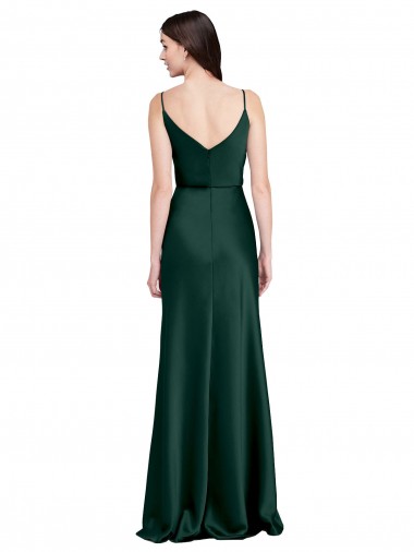 Fitted Cowl Neck Long Formal Stretch Satin Slip Bridesmaid Dress / Prom Dress with V-Back Canada