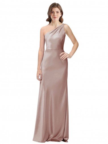 Shop One Shoulder Black-Tie Floor Length Long Formal Stretch Satin Bridesmaid Dress / Prom Dress Canada