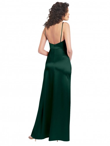 Long Slim Scoop Neck Formal Stretch Satin Bridesmaid Dress / Prom Dress with Open Back Canada