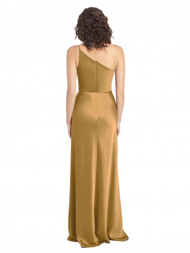 One Shoulder Long Floor Length Formal Stretch Satin Slip Bridesmaid Dress / Prom Dress Canada