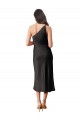 Sleek One Shoulder Midi Length Short Cocktail Formal Stretch Satin Slip Bridesmaid Dress / Prom Dress Canada