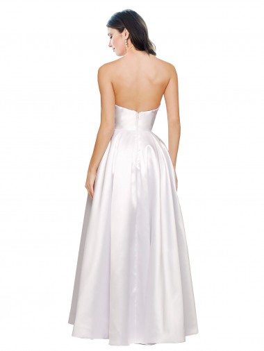 Full Length Strapless V-Cutout Formal Stretch Satin Bridesmaid Dress / Prom Dress Canada