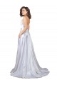 Simple A-Line Corset Style Pleated Long Stretch Satin Beach Wedding Dress with High Slit Canada