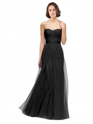 Shop Long Tulle Bridesmaid Dress with Sweetheart Neckline and Belt Canada