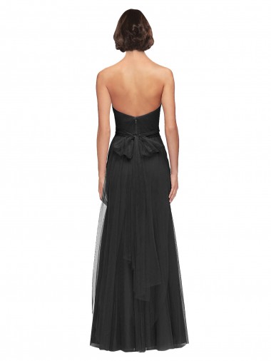 Long Tulle Bridesmaid Dress with Sweetheart Neckline and Belt Canada