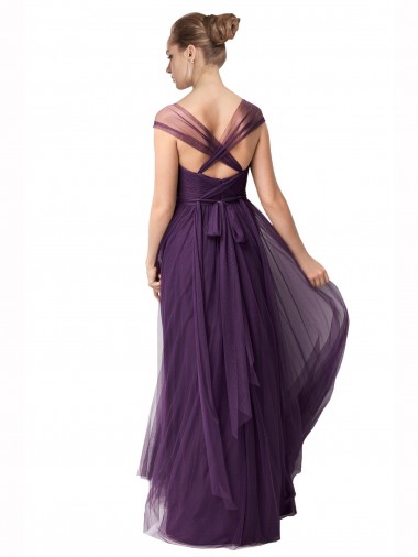 Full Length Long Tulle Bridesmaid Dress with Sweetheart Neckline Canada