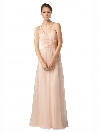 Shop Sweetheart A-Line Tulle Bridesmaid Dress with Shirred Bodice Canada