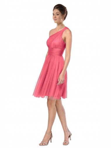 Shop One Shoulder Short Knee Length Tulle Bridesmaid Dress Canada