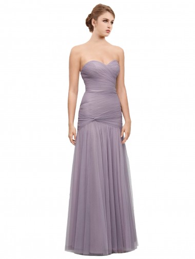Shop Draped Long Mermaid Sweetheart Tulle Bridesmaid Dress Canada