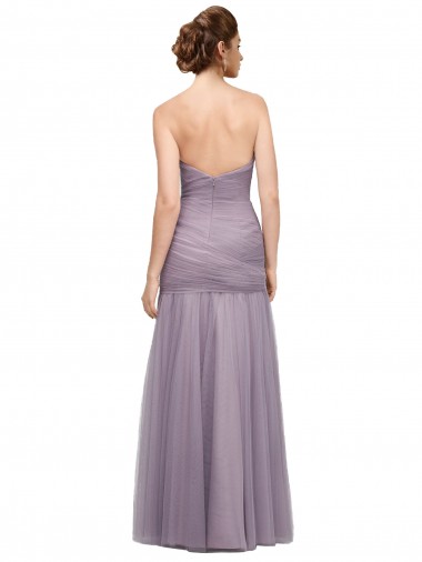 Draped Long Mermaid Sweetheart Tulle Bridesmaid Dress Canada