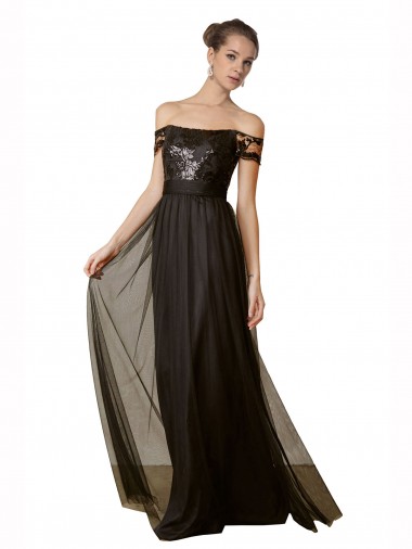 Shop Off The Shoulder Sequined Lace Tulle Bridesmaid Dress Canada