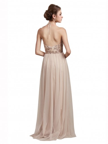 Sweetheart Tulle Bridesmaid Dress with High Neck Illusion Bodice Canada