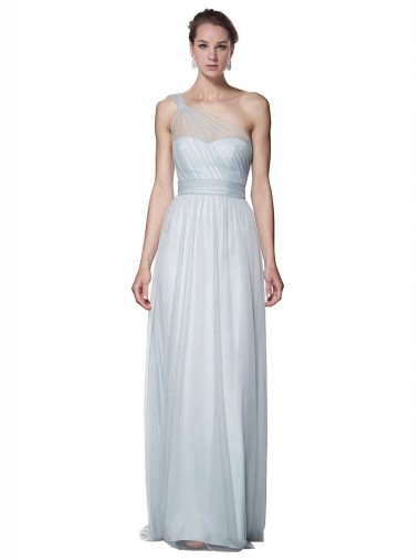 Shop One Shoulder Illusion Tulle Bridesmaid Dress with Knot Detail Canada