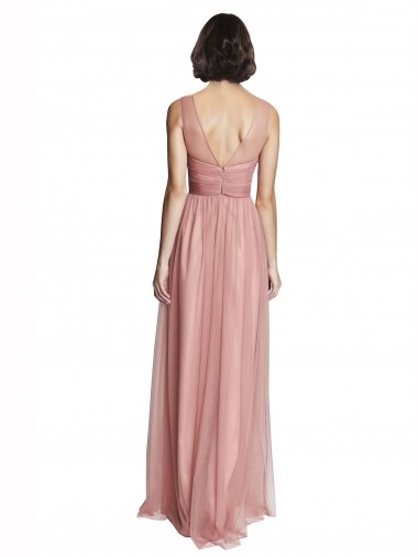 V-Neck Illusion Tulle Bridesmaids Dress Canada