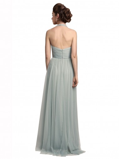 Halter Ruched Sweetheart Neckline Tulle Bridesmaid Dress Canada