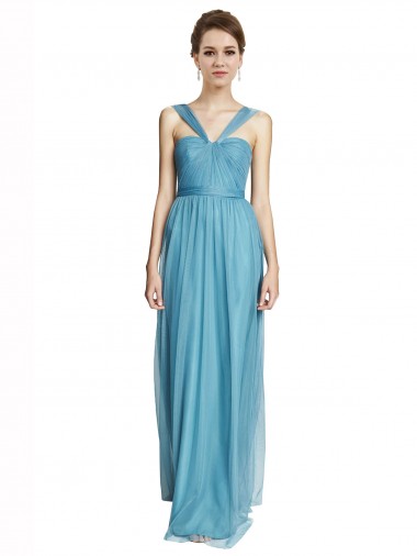 Shop Floor Length Inverted V-Neck Tulle Bridesmaids Dress Canada