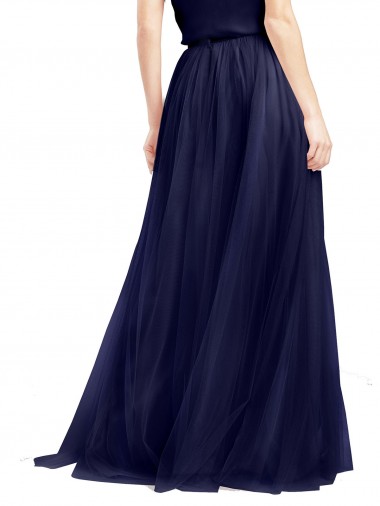 Long A-Line High Neck Halter Tulle Bridesmaid Dress Canada