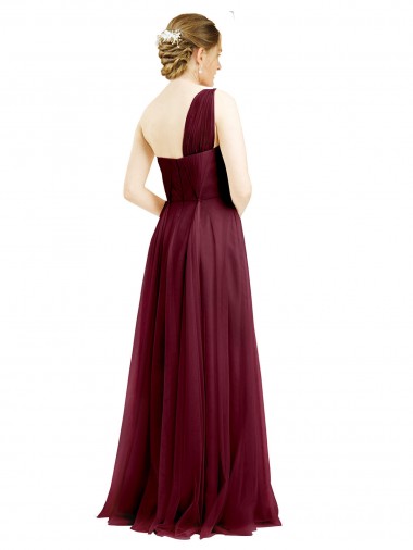 One Shoulder Floor Length Long Tulle Bridesmaid Dress Canada