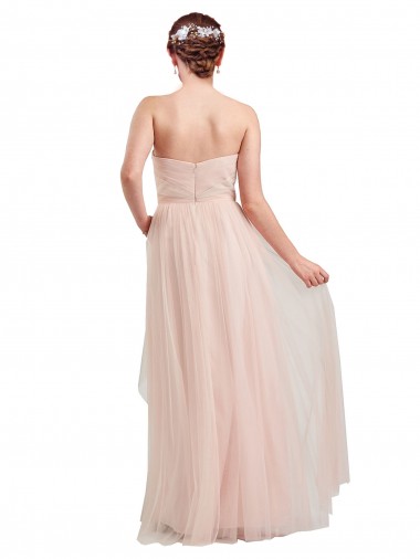 Long Floor Length Sweetheart Pleated Tulle Bridesmaid Dress Canada