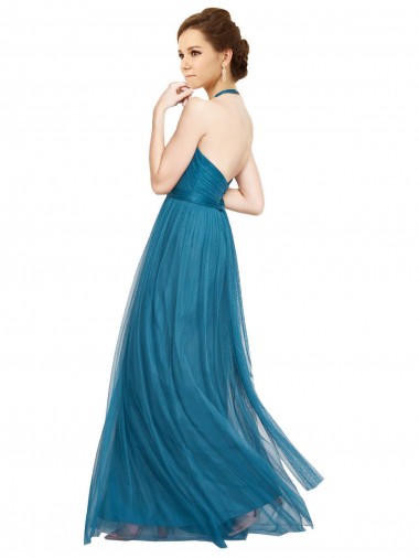 High Neck Halter Pleated A-Line Tulle Bridesmaid Dress Canada
