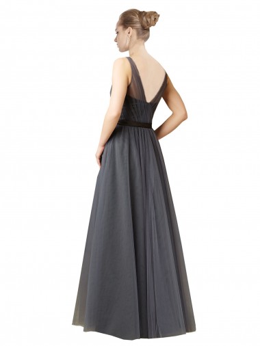 Sweetheart Long Tulle Bridesmaid Dress with Sash Canada