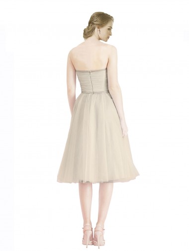 Strapless Short Cocktail Length Tulle Cocktail Bridesmaid Dress with Pleats Canada