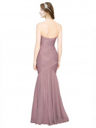 Mermaid Strapless Tulle Bridesmaid Dress with All Over Pleats Canada