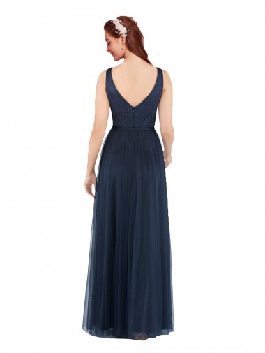 V-Neck Soft and Simple Tulle Bridesmaid Dress Canada
