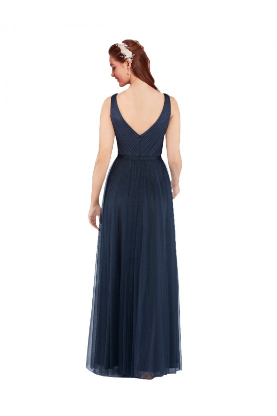 V-Neck Soft and Simple Tulle Bridesmaid Dress